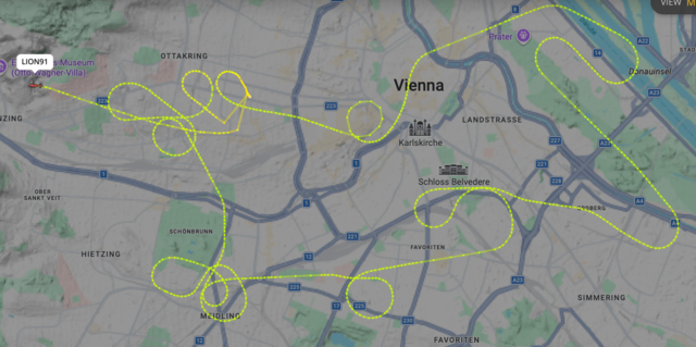 Ein lauter Hubschrauber des Bundesheers sorgte am Dienstagnachmittag für Aufsehen in Wien. | Foto: Screenshot FlightRadar24