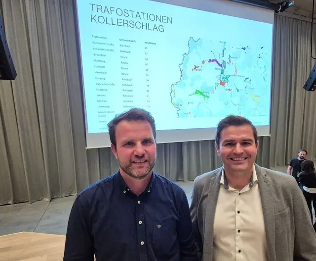 Initiator Rainer Martl (l.) und Bürgermeister Johannes Resch sehen im Powernetwork Kollerschlag ein Best-Practice-Beispiel für die Energiewende im ländlichen Raum. | Foto: Resch