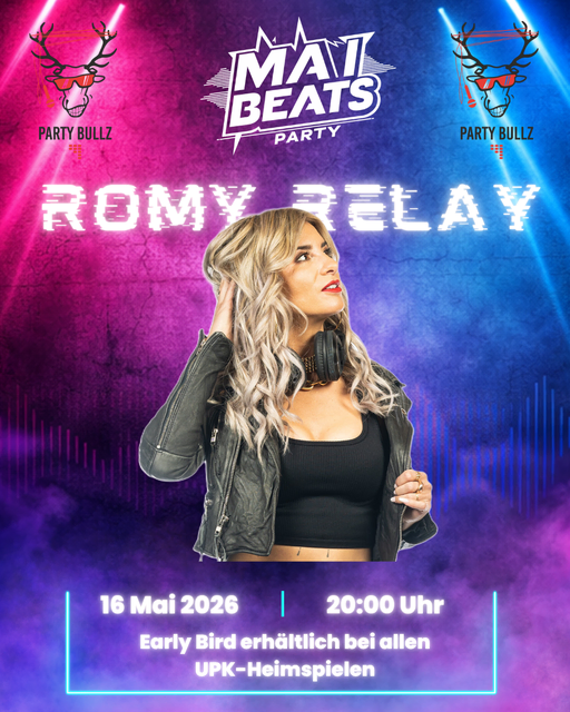 Am Samstag, 16. Mai 2026, 20 Uhr, findet in der Stockhalle Neudorf das neue Veranstaltungsformat „MaiBeats“ der Sportunion Pabneukirchen statt. | Foto: Flyer SU Pabneukirchen - Partybullz 