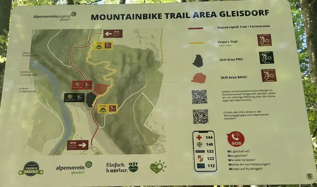 Die Karte zeigt in Farbe markierten die Trails und Area's die zur Verfügung stehen. | Foto: Stadtgemeinde Gleisdorf