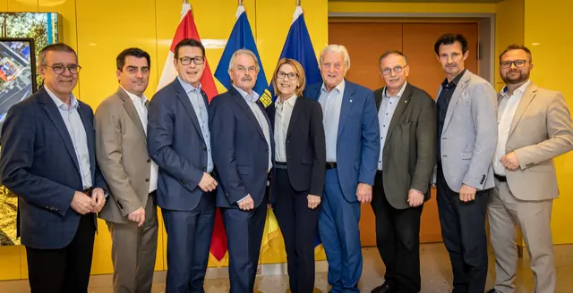 LAbg. Bgm. Manfred Schulz; LAbg. Bgm. Christian Gepp; KO LAbg. Kurt Hackl; NÖ-Landtagspräsident Karl Wilfing; Bgm. Andrea Völkl; Bgm. Alfred Babinsky; LAbg. Bgm. Richard Högl; LAbg. Bgm. René Lobner; Bgm. Erich Stubenvoll | Foto: VP Gänserndorf