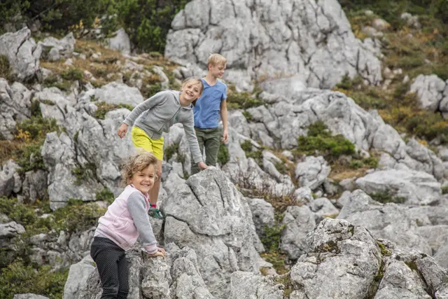 Abenteuer in freier Natur: Klettern, Balancieren und Erkunden gehören zum spielerischen Lernen im Triassic Park. | Foto: Bergbahn Steinplatte