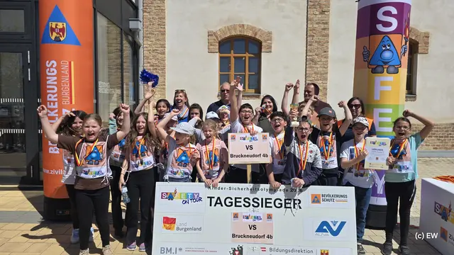Strahlende Gesichter - Heimsieg für die 4b der Volksschule Bruckneudorf | Foto: Bevölkerungsschutz Burgenland