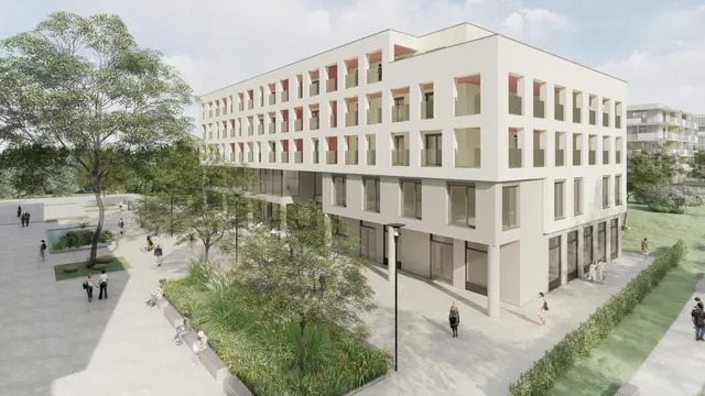 Die Wohnhausanlage beim Andrea-Fraunschiel-Park verbindet städtische Infrastruktur mit Ruhe und Natur. | Foto: Neue Eisenstädter