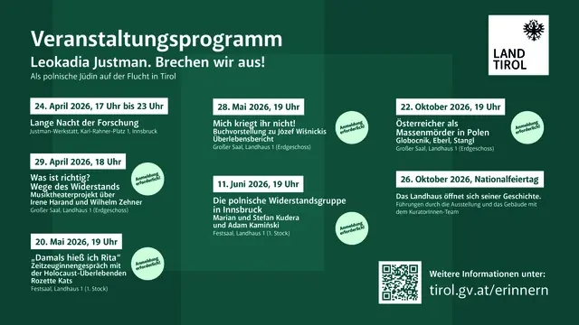 Übersicht zu den nächsten Veranstaltungen. | Foto: Land Tirol