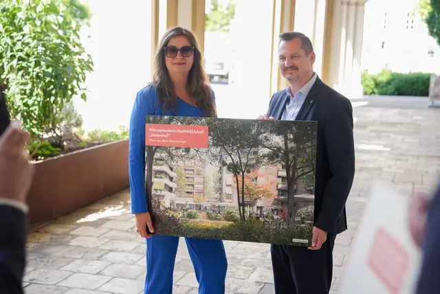 Planungsstadträtin Ulli Sima und Favoritens Bezirksvorsteher Marcus Franz (SPÖ). | Foto: Sade Jerabek/MeinBezirk