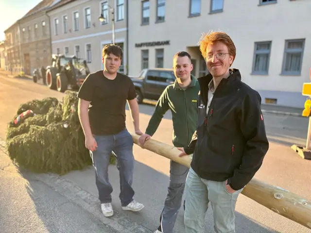 Maibaum mit Nachtwache und vielen Bürgern