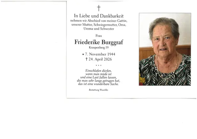 Friederike Burggraf, 81 Jahre | Foto: zVg