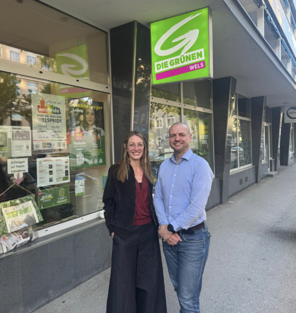 Faber und Rammerstorfer führen die Grüne Liste in Wels an. | Foto: Grüne Wels