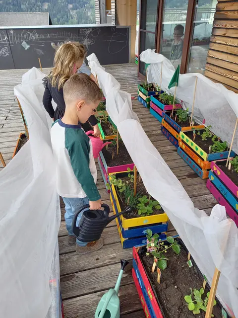 Warum Kinder in Navis jetzt stolz eigene Erdbeeren und Radieschen ernten