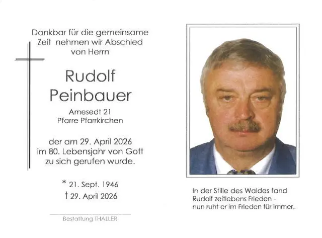 Rudolf Peinbauer, 79 Jahre | Foto: Bestattung Thaller