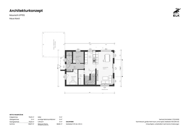 Grundriss Haus Nord Erdgeschoss | Foto: Leitner Fertig- & Massivhaus Projektmanagement GmbH