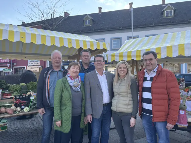 Nachbarschaftlicher Wochenmarkt mit Andreas Klos, Anita Zehetmayer, Bernhard Heindl, Albert Pitterle, Daniela Kahrer-Pfeffer &amp; Willi Pitterle. | Foto: Lina Chalusch