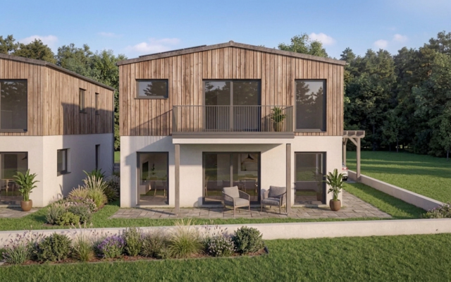 In Maurach am Achensee entstehen zwei moderne Einfamilienhäuser für Menschen, die naturnah, ruhig und zugleich alltagstauglich wohnen möchten. (Visualisierung) | Foto: Leitner Fertig- & Massivhaus Projektmanagement GmbH