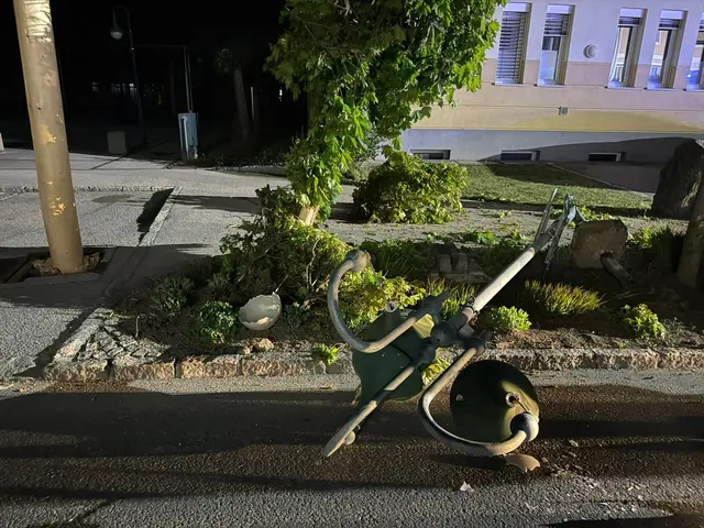 Ein beschädigter Laternenmast wurde vom Strom genommen und umgelegt. | Foto: Feuerwehr Riedlingsdorf