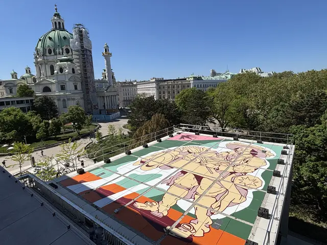 Mit der dritten Ausgabe der Reihe "DachArt" am Wien Museum ehrt der Wiener Street-Art-Künster "Riun" die Kupferstichreihe von Johann Christian Brand. Das besondere daran: Das Kunstwerk ist nur von der Terrasse des Wien Museums zu sehen.  | Foto: Wien Museum