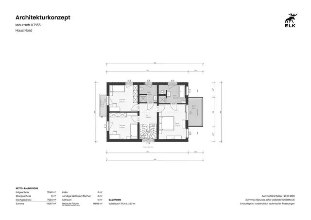 Grundriss Haus Nord Obergeschoss | Foto: Leitner Fertig- & Massivhaus Projektmanagement GmbH