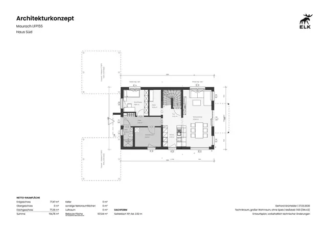 Gründriss Haus Süd Erdgeschoss | Foto: Leitner Fertig- & Massivhaus Projektmanagement GmbH