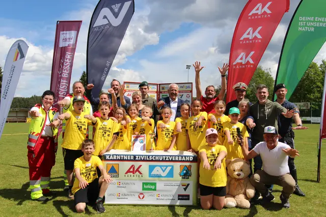 Die Volksschule Bad Eisenkappel ist Bezirkssieger Völkermarkt der Kinder-Sicherheitsolympiade 2026. Am 3. Juni vertreten sie den Bezirk beim großen Landesfinale in Klagenfurt. | Foto: KZSV/AUVA M. Lippitsch