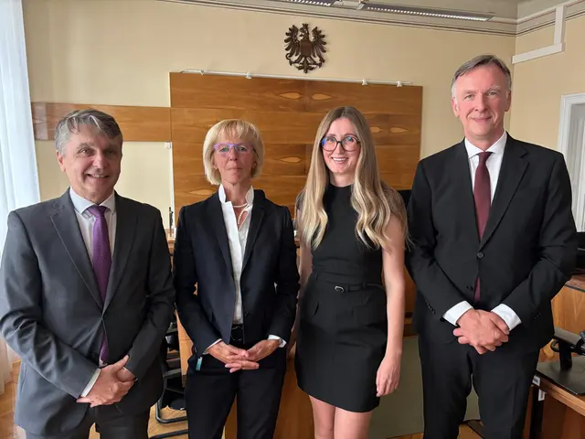 Amtsübergabe (v. l.): Bernhard Deu, Helga Ofner, Kerstin Schmiedbauer und Michael Schwanda am Bezirksgericht Voitsberg | Foto: OLG Graz