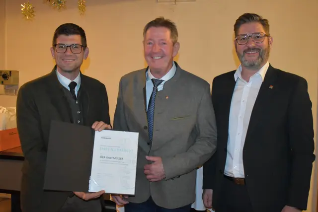 Landesparteiobmann Martin Gruber, Griffens Bürgermeister Josef Müller und Vizebürgermeister und Bürgermeisterkandidat Thorsten Unterberger (von links) | Foto: Kärntner Volkspartei