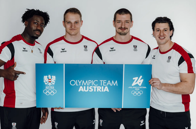 Jakob Mandlbauer (rechts) schaffte den Sprung von der Leichtathletik in den Bob-Weltcup und von dort aus zu den Olympischen Spielen. | Foto: ÖOC/Patrick Steiner