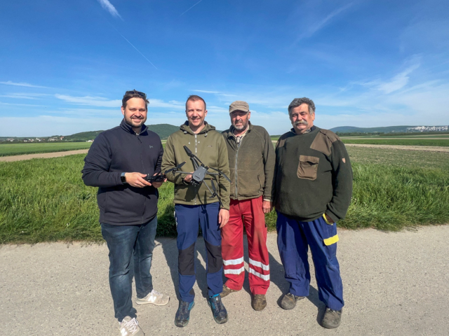 Die Geschäftsführer Thomas Ranits und Mario Markl, Landwirt Johann Szeliansky und Jäger Josef Roth (v.l.).
 | Foto: studio lmnt