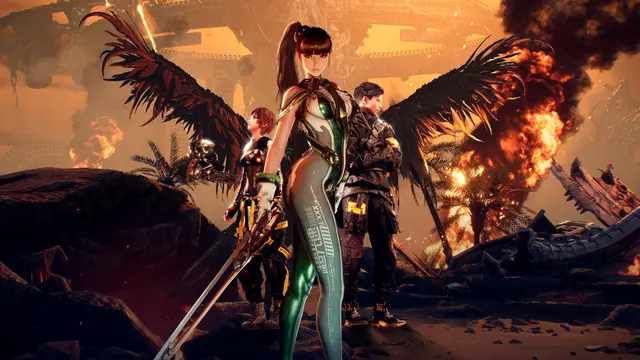 Obwohl das Spiel vor dem Bühnenbild einer postapokalyptischen Welt spielt, liegt der Fokus eindeutig auf der makellosen Protagonistin Eve. | Foto: Shift Up / PlayStation