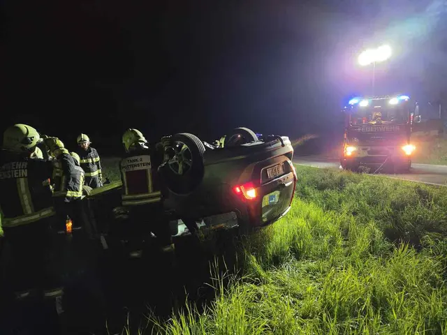 Die Insassen des Autos blieben unverletzt. | Foto: Markus Hackl, ASB ÖA