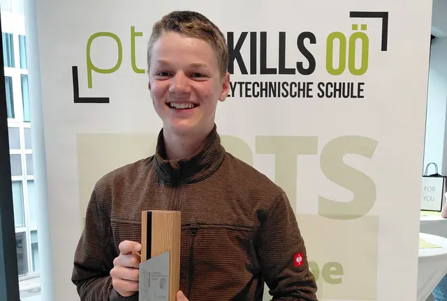 Julian Leonhardsberger von der PTS Grein holte den Sieg beim Landesbewerb "PTS Skills". | Foto: PTS Grein