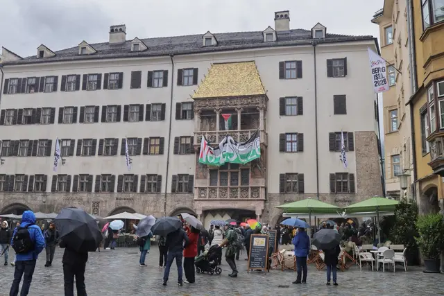 Protestaktion gegen die Teilnahme von Israel am ESC 2026. | Foto: Links vom Inn