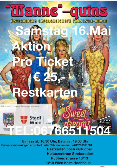 Travestie-Stars gastieren mit ihrer brandneuen Show im Kulturzentrum Strebersdorf!