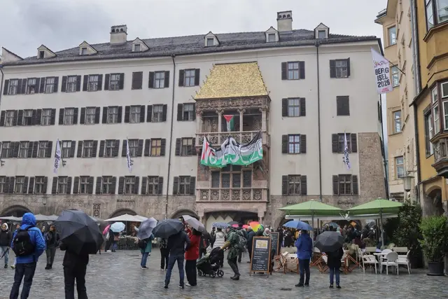 Protestaktion gegen die Teilnahme von Israel am ESC 2026 am 14.5., Bgm. Anzengruber verurteilt die Aktion scharf. | Foto: Links vom Inn
