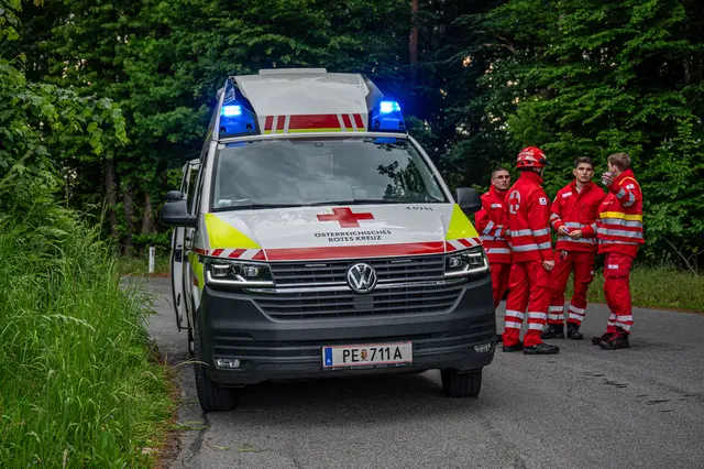 Das Rote Kreuz versorgte den Verletzten. | Foto: FOTOKERSCHI / SIMON BRANDSTÄTTER