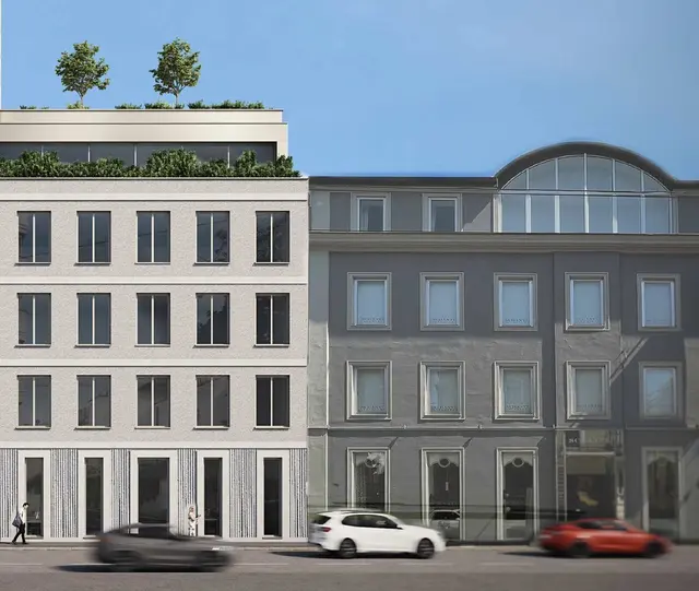 Ansicht des Neubaus (links im Bild) aus Richtung Dametzstraße | Foto: bd3