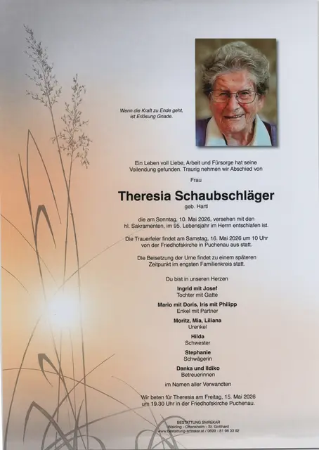 Theresia Schaubschläger aus Puchenau, ✝︎ 94 Jahre | Foto: Bestattung Smrekar