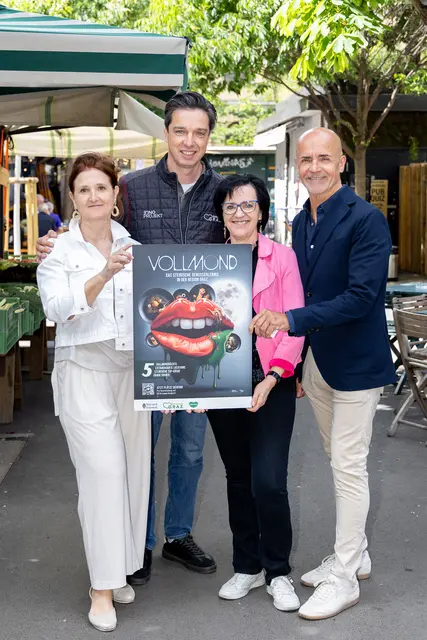 Das Vollmund-Organisationsteam Susanne Haubenhofer (GF Erlebnisregion Graz), Thomas Brandner (Innoprojekt), Sylvia Loidolt (Vorsitzende Erlebnisregion Graz), Michael Schunko (Vors.Stv. Erlebnisregion Graz, v. l.)
