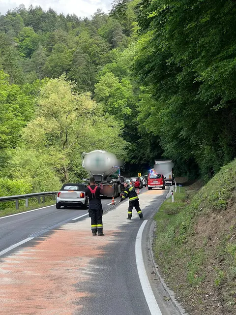 Die Arbeiten auf der B70 in den Kremser Reihen dauerten stundenlang. | Foto: FF Krems