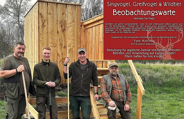 Erste Singvogel, Greifvogel &Wildtier-Beobachtungswarte für alle frei zugängig