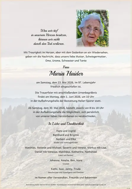 Maria Haider | Foto: Bestatter
