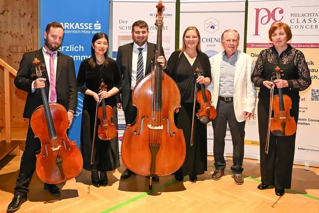 v.l.: Eugene Lifschitz, Noriko Takenaka, Martin Wagner, Judith Steiner, Gerhard Habl und Gertrude Rossbacher. | Foto: Andreas Daxböck