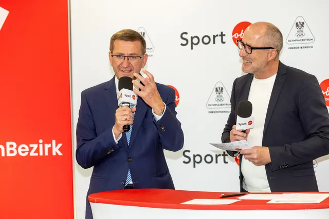 Sport-Landesrat Markus Achleitner und Landessportdirektor Gerhard Rumetshofer. | Foto: MeinBezirk OÖ/Pils