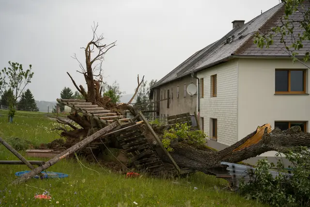 Baum riss in Reichenau Stromleitung und Dachständer weg