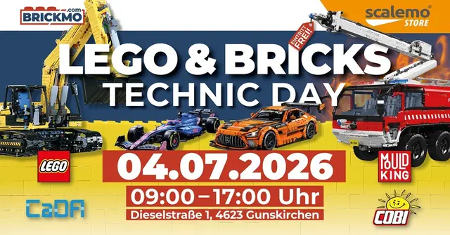 Beim BRICKMO.com LEGO &amp; BRICKS TECHNIC DAY am 4. Juli 2026 im SCALEMO Store Gunskirchen stehen beeindruckende LEGO Technic Modelle, kreative Klemmbaustein-Konstruktionen und jede Menge Technikbegeisterung im Mittelpunkt. | Foto: Scalemo Store