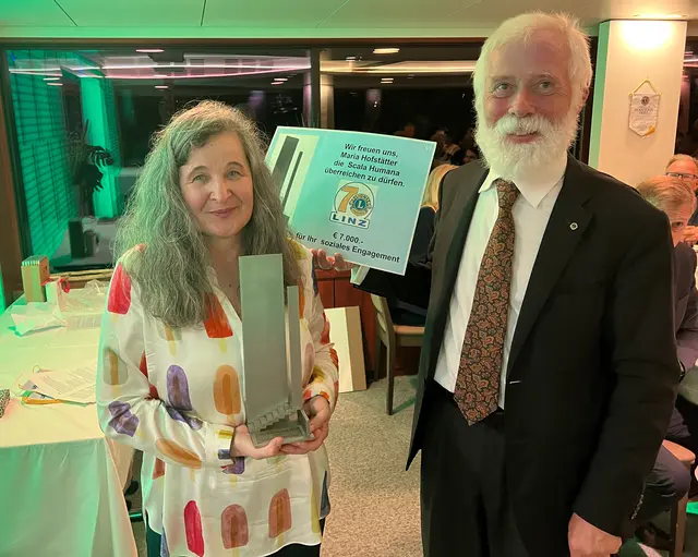 Maria Hofstätter wurde im 70. Bestehungsjahr des Lions Clubs Linz mit dem „Scala Humana“- Preis ausgezeichnet.  | Foto: Lions Club Linz