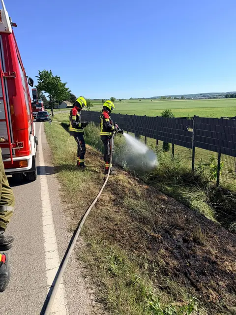 Böschungsbrand bei Aspersdorf rasch gelöscht