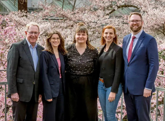 Das Team des Europahauses Klagenfurt: Präsident Christof Zernatto, Cornelia Göll, Anneliese Fuchs, Aurora Rupeni und Direktor Marc Germeshausen (v.l.n.r.) | Foto: Knaus 
