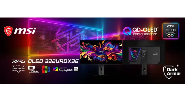 MSI hat auf der COMPUTEX seinen neuesten QD-OLED-Monitor MPG OLED 322URDX36 vorgestellt. Das Top-Modell ist mit Triple-Mode ausgestattet, das Usern ermöglicht, zwischen drei unterschiedlichen Bildwiederholraten auszuwählen. | Foto: MSI