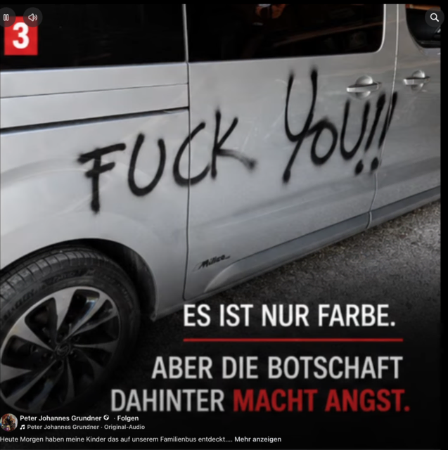Diese "Botschaft" am Auto von Peter Johannes Grundner mussten die Kinder entdecken. | Foto: Peter Johannes Grundner (Screenshot Facebook)