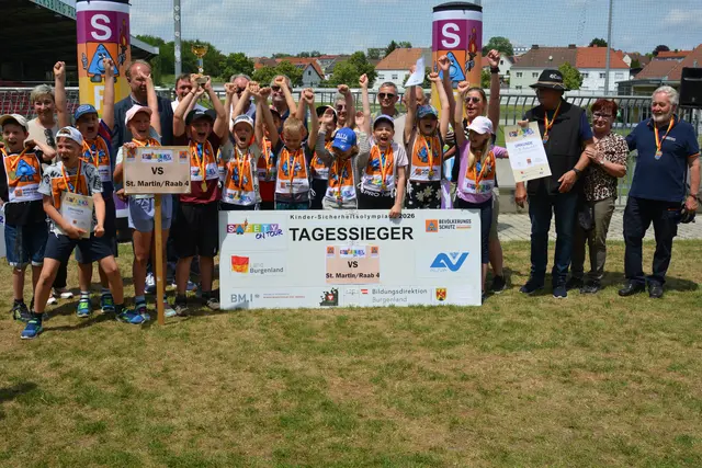 Das Landesfinale der Sicherheitsolympiade im Mattersburger Pappelstadion entschied die 4. Klasse der Volksschule St. Martin an der Raab für sich. | Foto: Zivilschutzverband